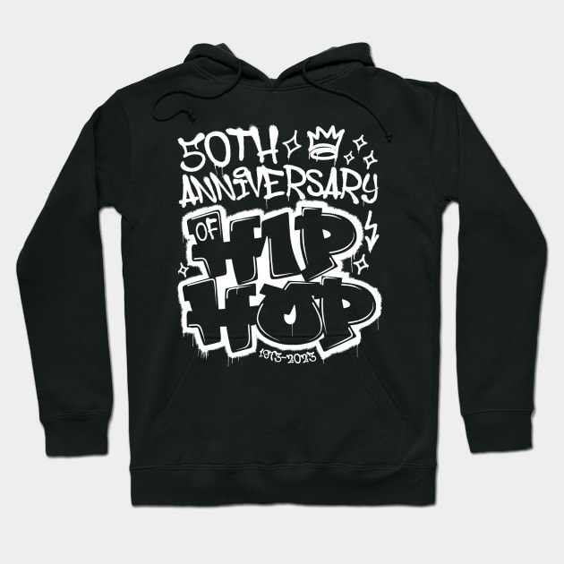 50 Years Hip Hop Vinyl Retro Graffiti 50th Anniversary Black White Hoodie by connguoicoctinh